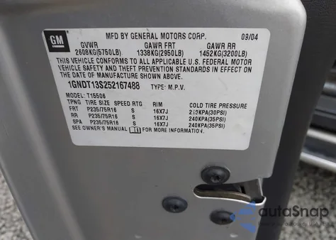 2005 Chevrolet Trailblazer Ls z USA, uszkodzony, nr VIN 1GNDT13S252167488